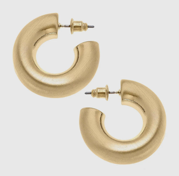 Small Brushed Gold Hoops