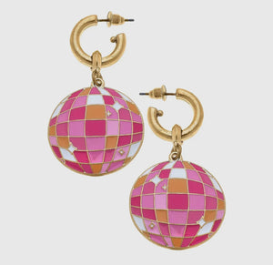 Pink Disco Ball Earrings