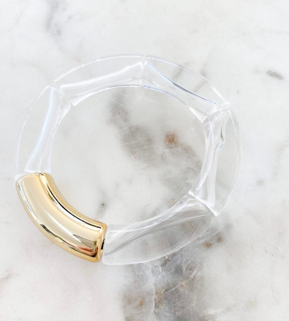 Clear block bracelet with gold accent