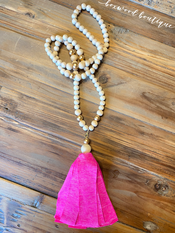 Hot Pink Interchangeable tassel necklace