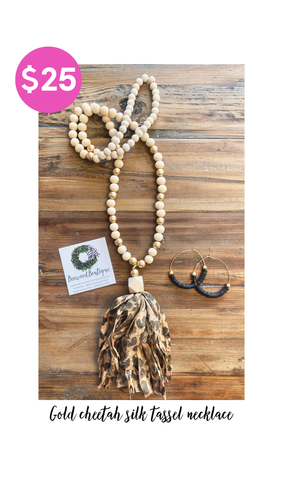 Gold Animal Print Tassel Necklace